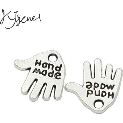 KJjewel Tibetan Silver Plated Handmade Charm Pendant for Bracelet Necklace Jewelry DIY Making Accessories 13mm