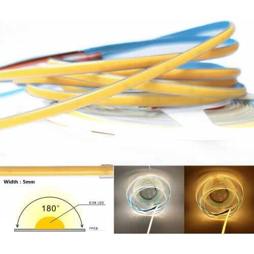 COB Thin LED Strip Light Bar DC12V 24V RA90 High Density Narrow 5mm Width COB String Warm Natural White For Decoration Lighting