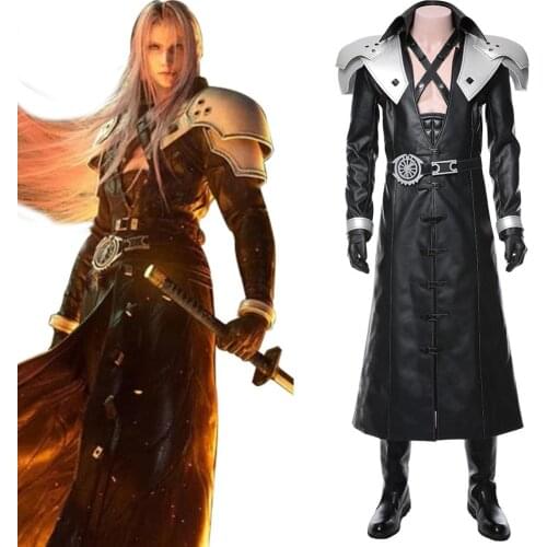 Sephiroth Cosplay Final Fantasy VII: Remake Costume Trench Coat Outfit Adult Men Halloween Carnival Costumes