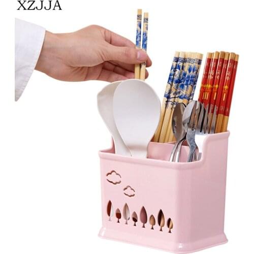 XZJJA Household Multifunction Chopsticks Cage Kitchen Spoon Fork Tableware Storage Rack Quick Draining Water Organizer Shelves