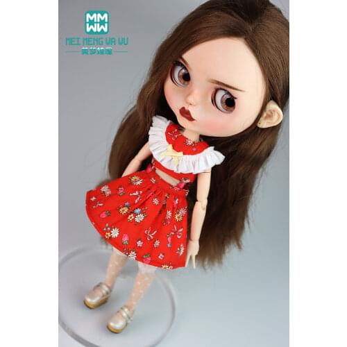 Blyth clothes Fashion cherry strap skirt suit for 28-30cm Azone OB23 OB24 doll accessories