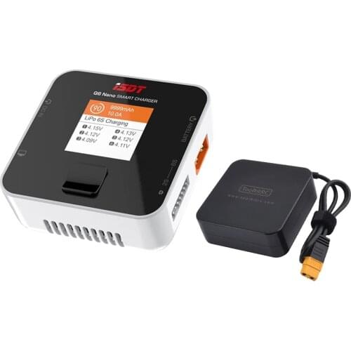 ISDT Q6 Nano BattGo 200W 8A Lipo Battery Charger White Color with ToolkitRC EU Power