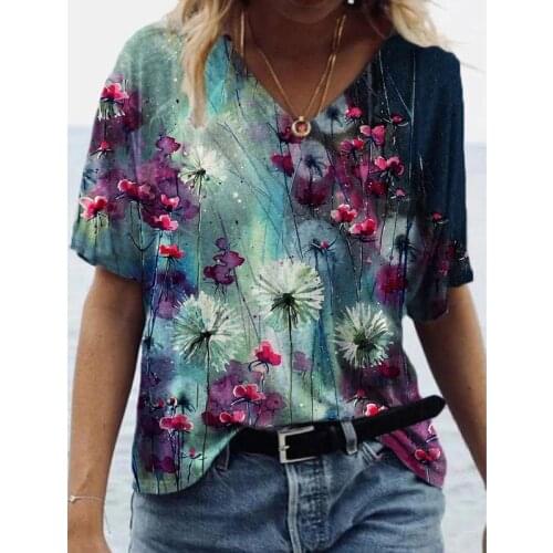 Harajuku 3D Printed Tops Casual Short Sleeve V-neck T-shirt Women Camisetas Mujer Verano Street Style Oversize Tee Shirts Femme