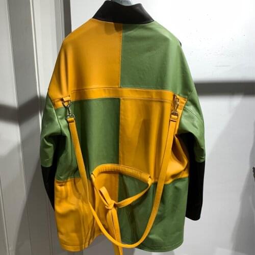 Ladies Real Sheep Leather Jacket Oversize Coat Genuine Lambskin Outwear