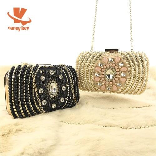 CAREY KAY Women Pearl Diamond Evening Bags Female Handmade Beaded Embroidered Ball Gowns Chic Clutch Purses Exquisite Handbags
