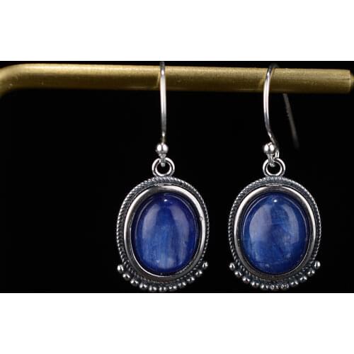Elegant Classic Natural Kyanite Earrings for Women 925 Sterling Silver Jewelry Party Engagement Birthday Gift Fine Kyanite