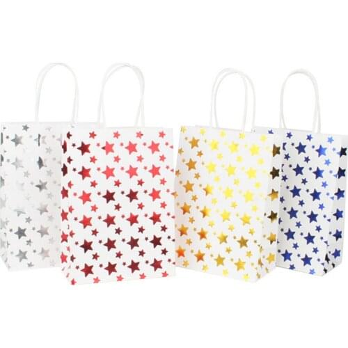 10pcs Star Gift Paper Bag Candy Cookie Packaging Bag Kraft Paper Bag Favor Treat Wedding Party Gift Bag