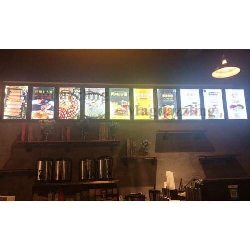 10Units A3 Black Magnetic Open Aluminum Frame LED Illuminated Front Shop Menu Boards Restaurant Menu Light Boxes Signs