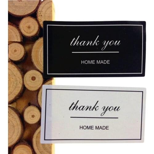 100pcs/lot Black And White Thank You Rectangular Sealing Stickers Handmade Products