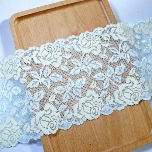 2 Yards 15 cm Width Embroidered Elastic Lace Trim For DIY Clothing Accessories Sewing Materials Garter Stretch Lace Fabric Blue