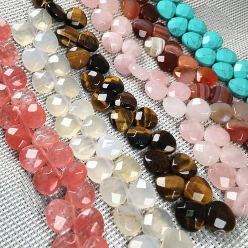 30pcs Flat drop-shaped natural stone beads Rose quartzs bracelet necklace jewelry for DIY jewelry birthday gifts size 10x12mm