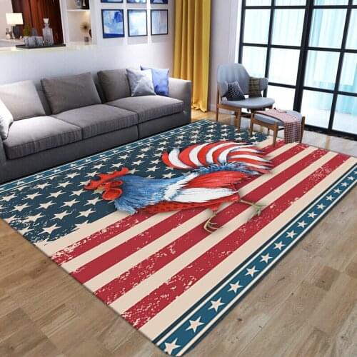 American flag 3D Carpets cock printed Decoration Big Living Room Area Rug Soft Flannel Boys Gift Carpet bedside play floor Mats