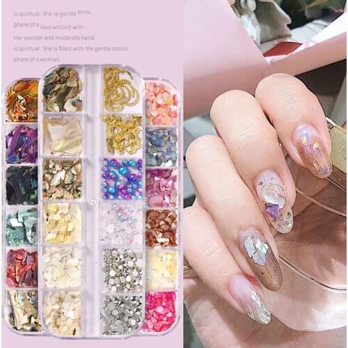 3D Shell Nail Art Decorations Natural Sea-shell Abalon Silces Gradient Crushed Stone Nail Accessories akcesoria do paznokci