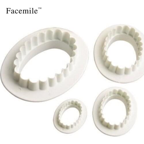 4pcs/set Elliptical Double-sided Cutting Die Oval Fondant Cake Decorating Tools Sugarcraft Baking Cookie Cutters Mould Tool