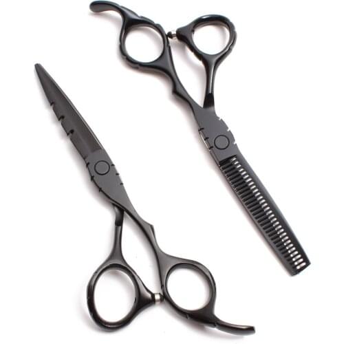 5.5In. 16cm Customized Logo 440C Black Color Professional Hairdressing Scissors Cutting / Thinning Scissors Hair Scissors C1010
