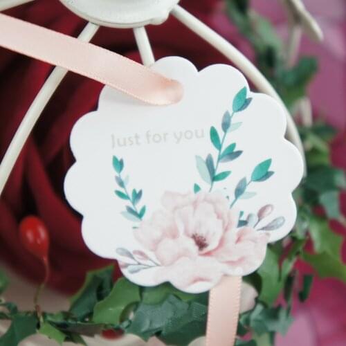 Multi-use 50pcs just for you purple flower Scrapbooking decoration tags as wedding gift label DIY gift use