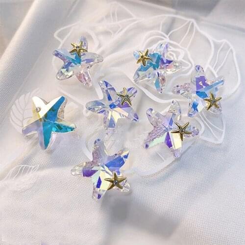 50Pcs Nail Starfish Design Charms Ocean Pendants Crystal Crafts Rhinestones For 3D Manicuer Jewelry Charming Stones Charms GJ690