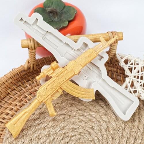 AK47 Gun Shape DIY Cake Pastry Fondant Moulds Silicone Mold Kitchen Resin Baking Tools Chocolate Lace Decoration Tools
