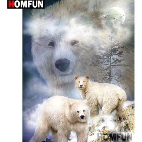 HOMFUN Full Square/Round Drill 5D DIY Diamond Painting "Animal bear" Embroidery Cross Stitch 5D Home Decor Gift A14380