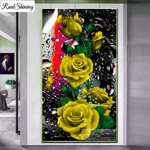 Large Full drill DIY Diamond Painting yellow Rose Beautiful Flower 5D Cross Stitch kit Diamond Mosaic Diamond embroidery T274
