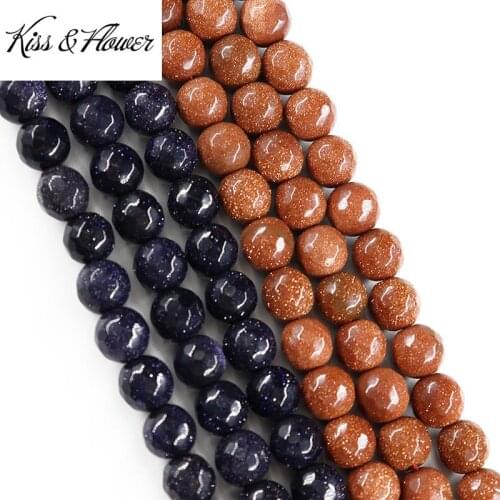 KISS&FLOWER LB57 4 6 8 10 12 14mm Natural Stone Jewelry DIY Making Accessories Bracelet Necklace Blue Gold Sand Faceted Beads