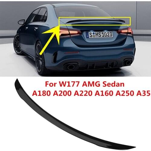 Black Car Rear Trunk Spoiler Lip for Mercedes Benz A Class W177 A180 A160 A200 A220 A250 A35 V177 Sedan 2019 2020 202+ Rear Wing