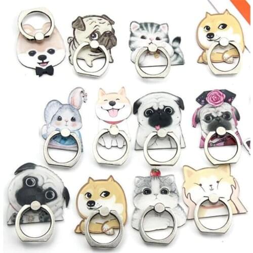 Lovely Bulldog Husky Persian Cat Mobile Phone Stand Holder Finger Ring Smartphone Holder Stand For Xiaomi Huawei All Phone