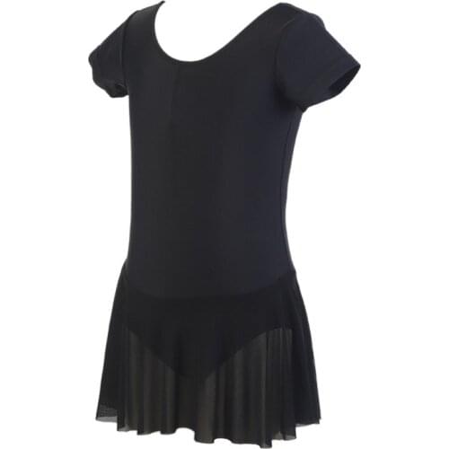 Childrens Girls Concise Round Collar High-elastic Ballet Dancewear Fitness Body Building Dress gymnastics clothes