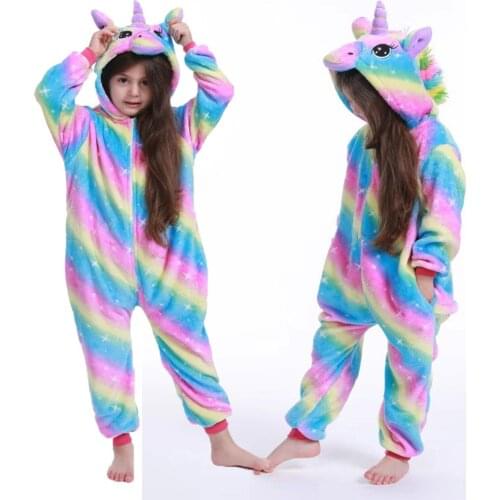 Kids Unicorn Kigurumi Costume Fancy Soft Pajamas Animal Cosplay Overall Child Boy Girl Baby Funny Pink Carnival Jumpsuit Onesie