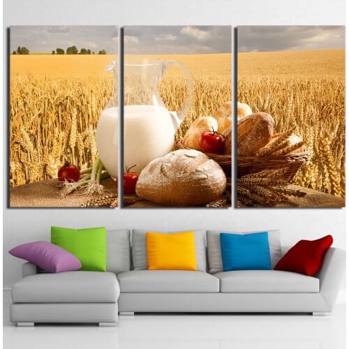 HD printed 3 piece canvas art wheat field canvas painting wall pictures for living room posters prints Free shipping
