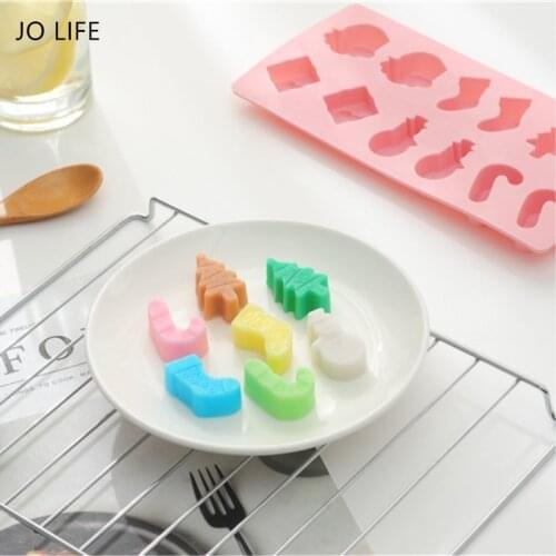 JO LIFE Silicone Cake Mold Christmas Socks Snowman Crutch Decoration Tool Chocolate Candy Molds