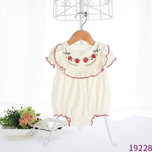 Strawberry Baby Girl Summer Romper 100% Cotton Infant 0-24 Months Newborn Girls Baptism First Birthday Newborn Girls Clothing