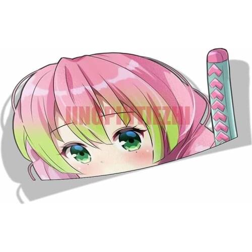 Creative Car Stickers for Mitsuri Kanroji Demon Slayer Peek Anime Big Head Vinyl Cartoon Car Sticker JDM Window Trunk Decal