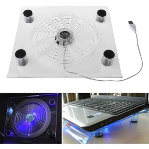 Laptop Cooler USB Cooling Big Fan LED Light Cooler Base Pad Stand for 15" PC Notebook