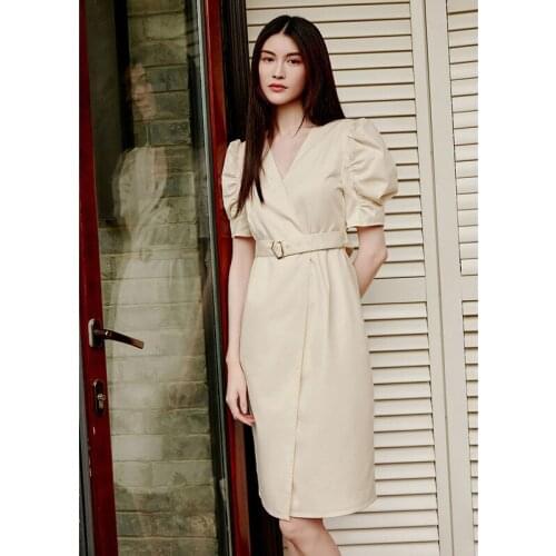 Summer Dress Female Solid Office 2021 Female Long Dress Casual Womens Dresses Sashes Short Sleeve Dresses Summer 2021 Ladies