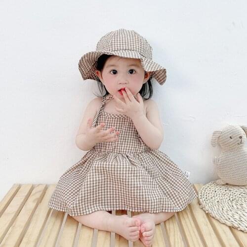 Summer Baby Plaid Clothing Cotton Infant Bodysuit Baby Girls Sleeveless Jumpsuit Toddle Outfits 6M-3T