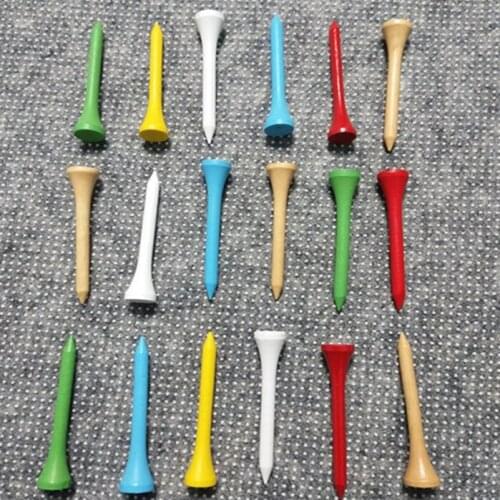 Hot Sale 6 Colors 100pcs High Quality Golf Wood Tees Golf Balls Wooden Holder 54mm Sizes Golf Club Accessories Wooden Pegs