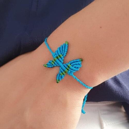 Makrome İp Kelebek Bileklik El Yapımı Turkuaz Yeşil Ayarlanabilir Bilezik Handmade Kadın 50 Adet