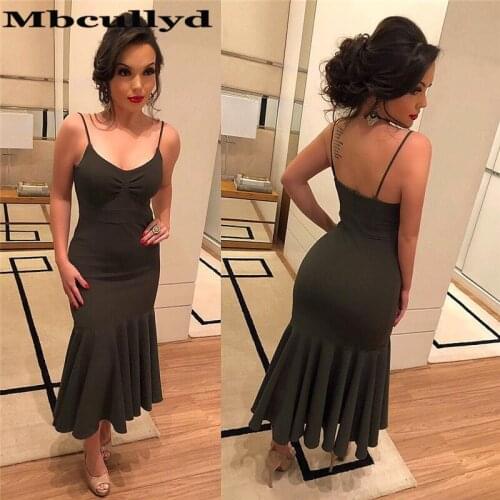 Mbcullyd Little Black Mermaid Prom Dresses 2020 Backless Tea Length vestidos de gala Cheap Under 100 Formal Girls Party Gowns
