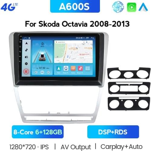 Carplay 9" 4G LTE +WiFi 2din Android Car Radio Multimidia Video Player Navigation GPS For SKODA Octavia 2 A5 2007-2014 Head Unit