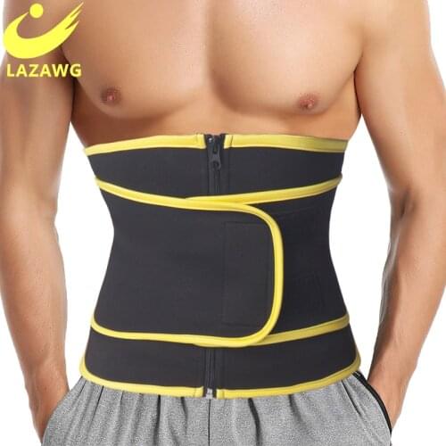 LAZAWG Mens Neoprene Sweat Slimming Belt Waist Trainer Body Shaper Modeling Tummy Cincher Corsets Burner Belly Weight Loss