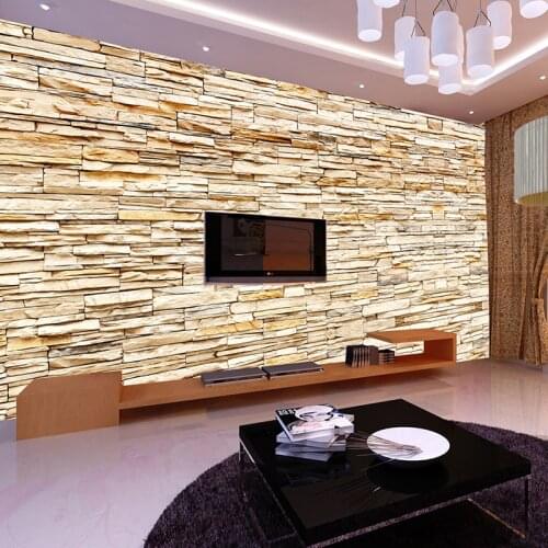 Non-Woven Fashion 3d Stone Bricks Wallpaper Mural For Living Room Sofa Background Walls Home Gold Wallpaper 3D Home Decor