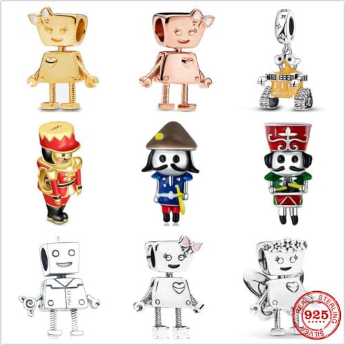 The new Soldier Robot fit the original Pandora Charm Silver 925 Bracelet with DIY Womens Jewelry