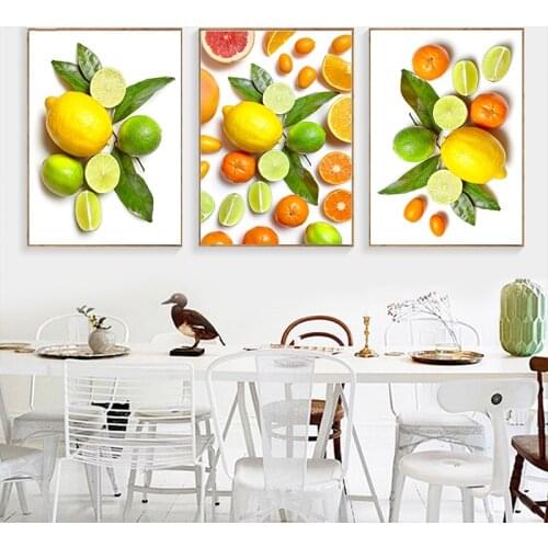 Oange Lemon Lime Fruit Kitchen Wall Art Canvas Painting Nordic HD Posters And Prints Modern Wall Pictures For Living Room Decor