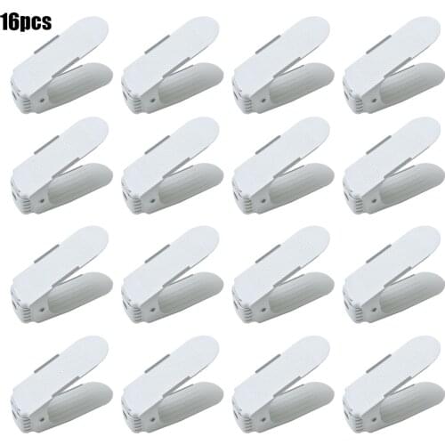 16pcs Durable Adjustable Shoe Organizer Footwear Support Slot Space Saving Cabinet Closet Stand Shoes Storage Rack Shoebox