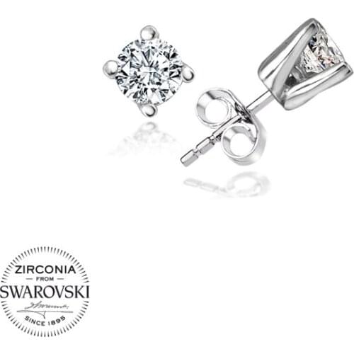 Silver 925 Sterling Swarovski Zirconia Cubic Zirconia Solitaire Earrings