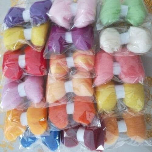 WFPFBEC 70s DIY wool for needle felting merino wool roving wool fiber crafa 160g 10g/color or 5g/color 16colors felt