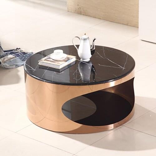 Nordic marble coffee table modern minimalist creative round office coffee table golden luxury living room creative coffee table