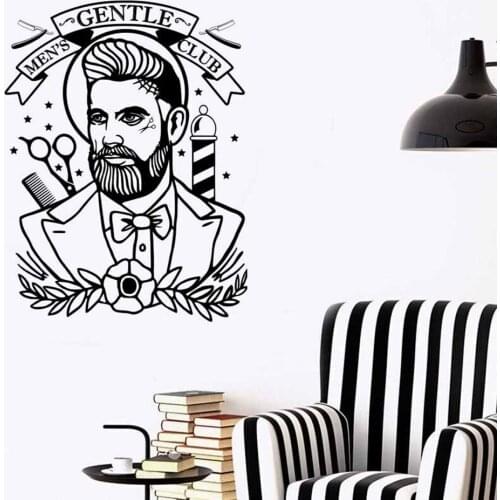 BarberShop Wall Sticker Hipster Design Art Wall Decal For Mens Gentle Hairstyle Club Store Decor Vinyl Shopwindow Wall Paper Y4