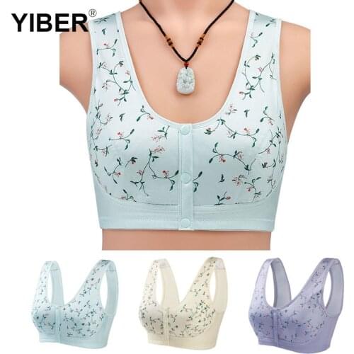Convenient Front Button Bra Womens Wireless Cotton Underwear Super Thin Embroidered Lingerie for Female Brassiere